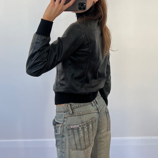 black leather jacket