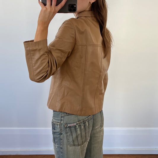 tan leather jacket