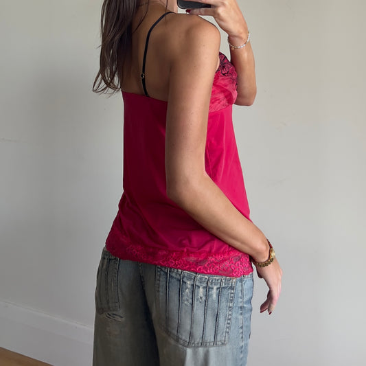 red mesh lace cami