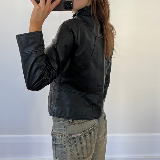 black leather jacket