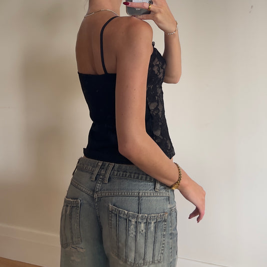 vintage lace hook & eye cami