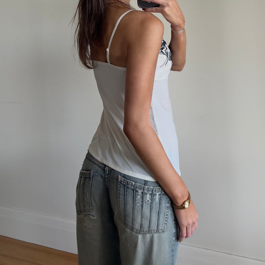 white & black lace cami