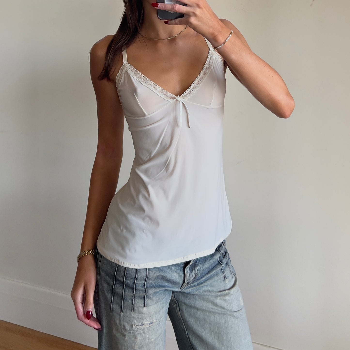 cream lace cami
