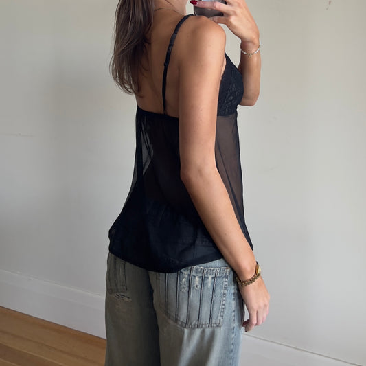 black sheer lace cami