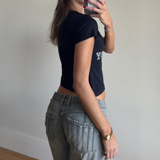 black/silver Playboy baby tee