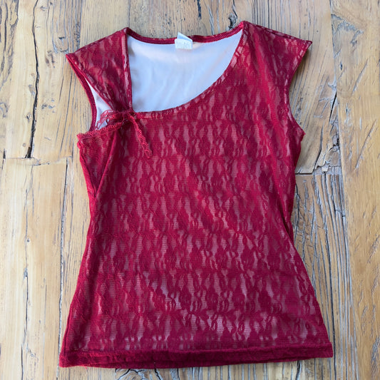 90s red lace tank