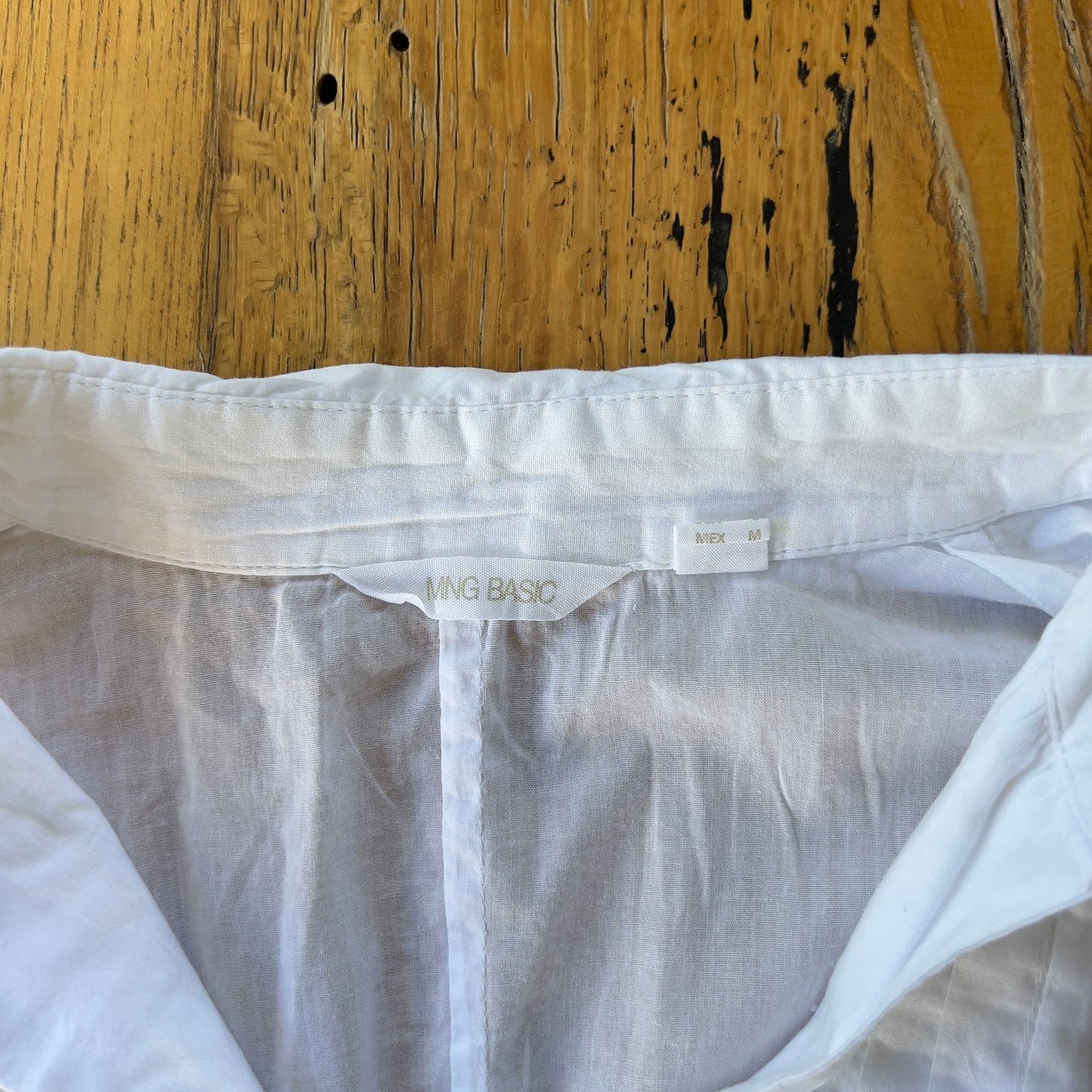 white reworked ruched shirt