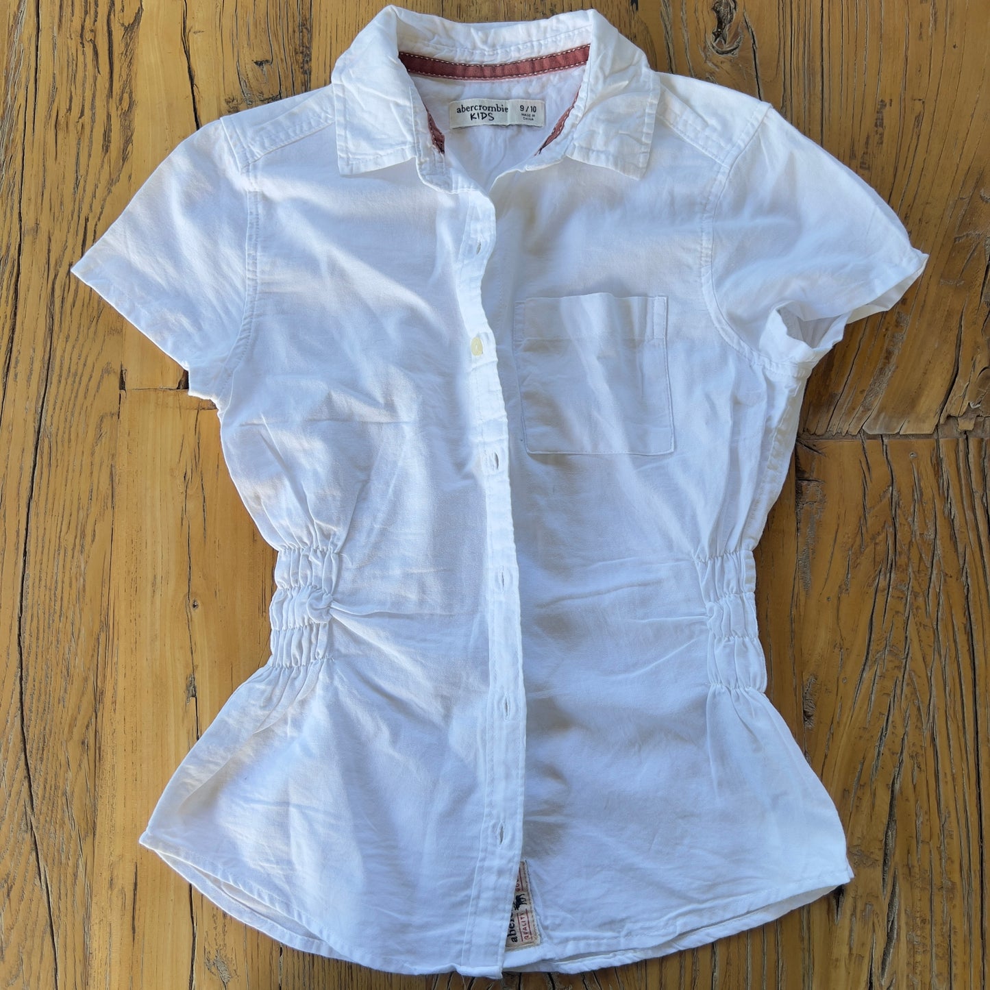 white reworked ruched shirt