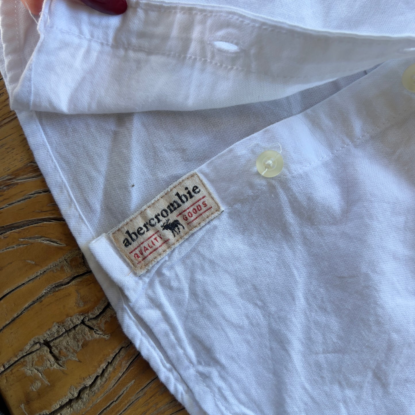white reworked ruched shirt