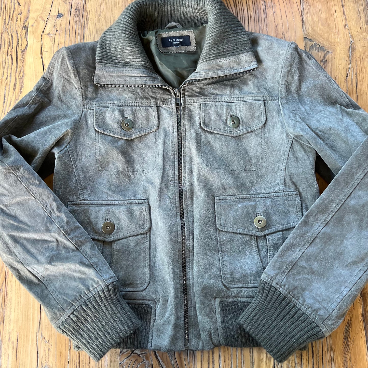 90s green suede leather jacket