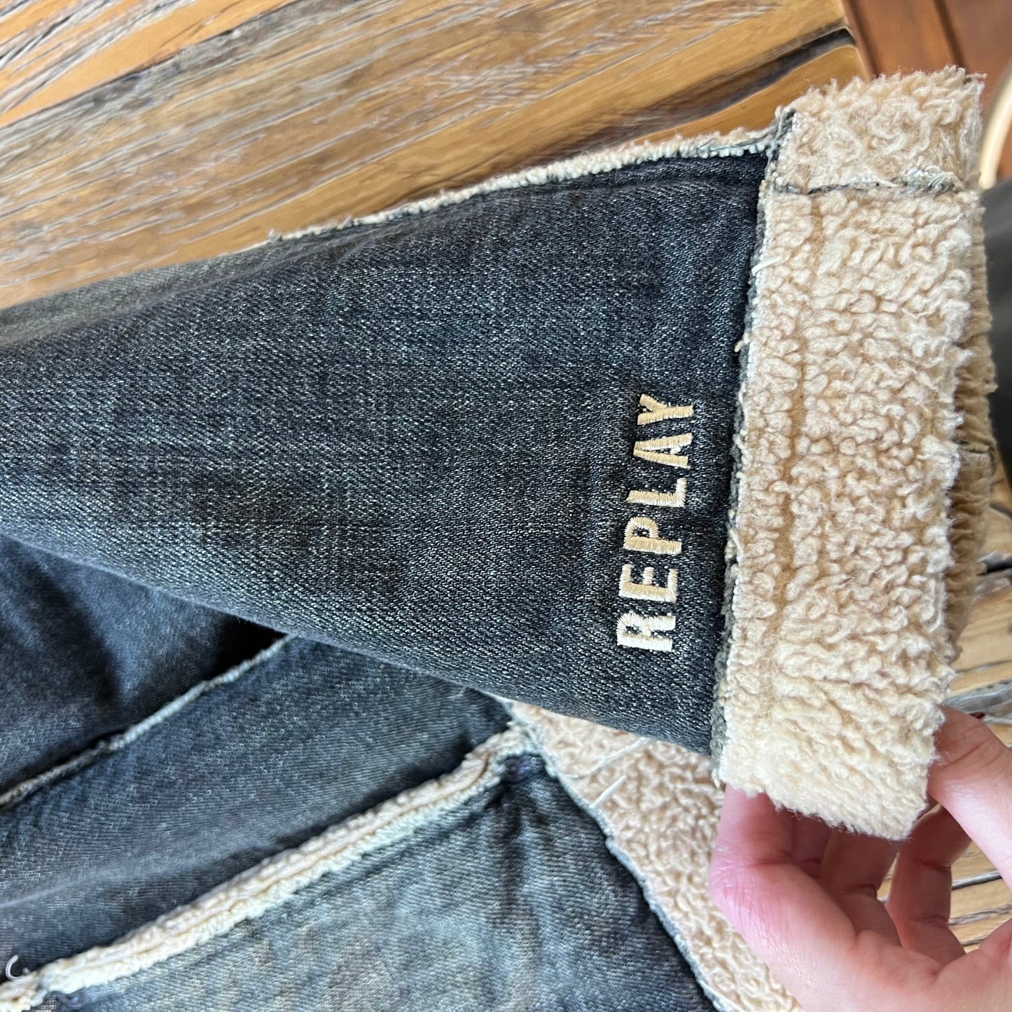 90s winter denim zip-up jacket