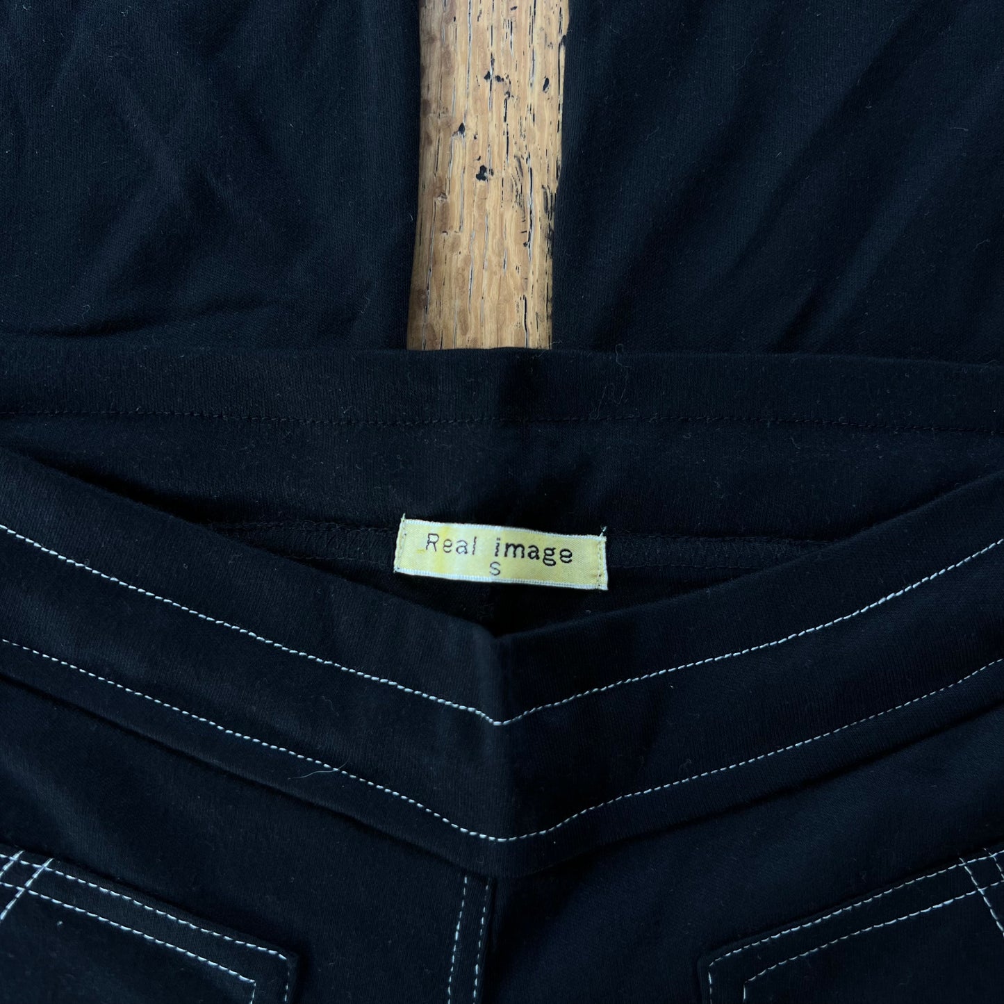 black contrast stitch pants