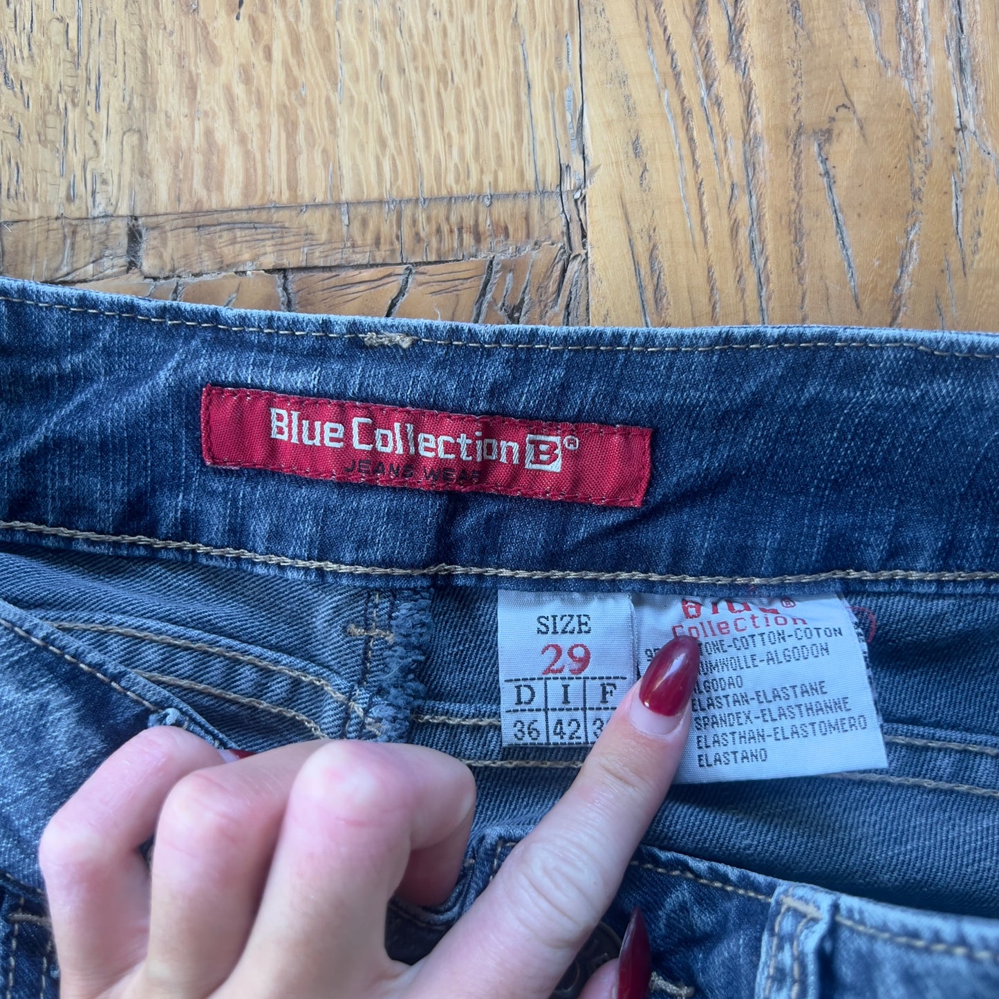 low rise flared denim jeans