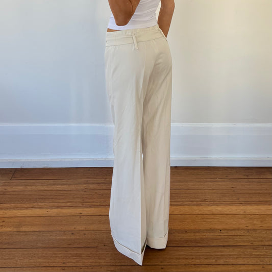 cream wide leg trousers