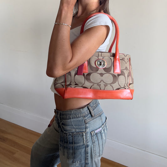 orange signature Coach bag