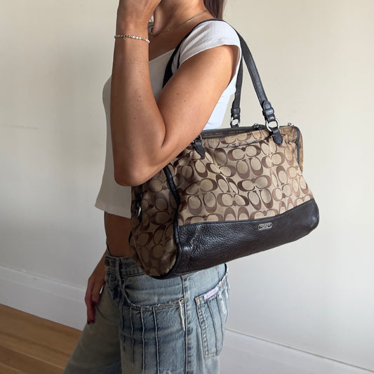 brown signature Coach bag