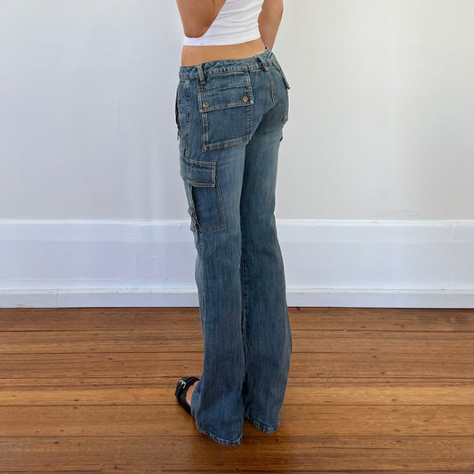 low rise cargo jeans