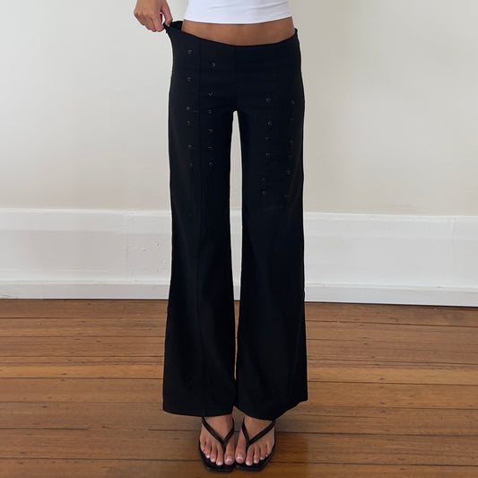 black lace-up trousers