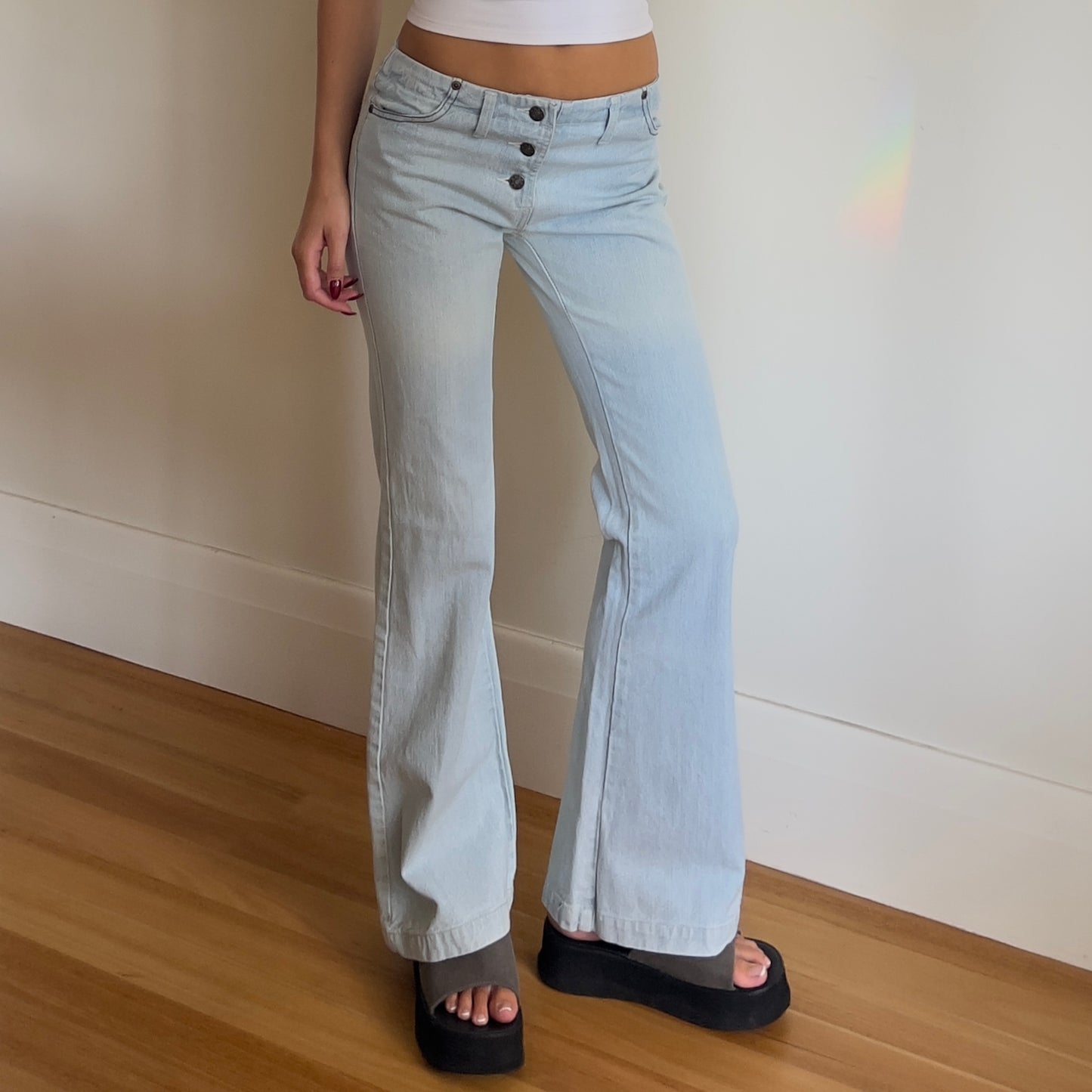 light wash flared jeans