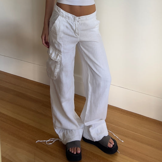 white linen pants