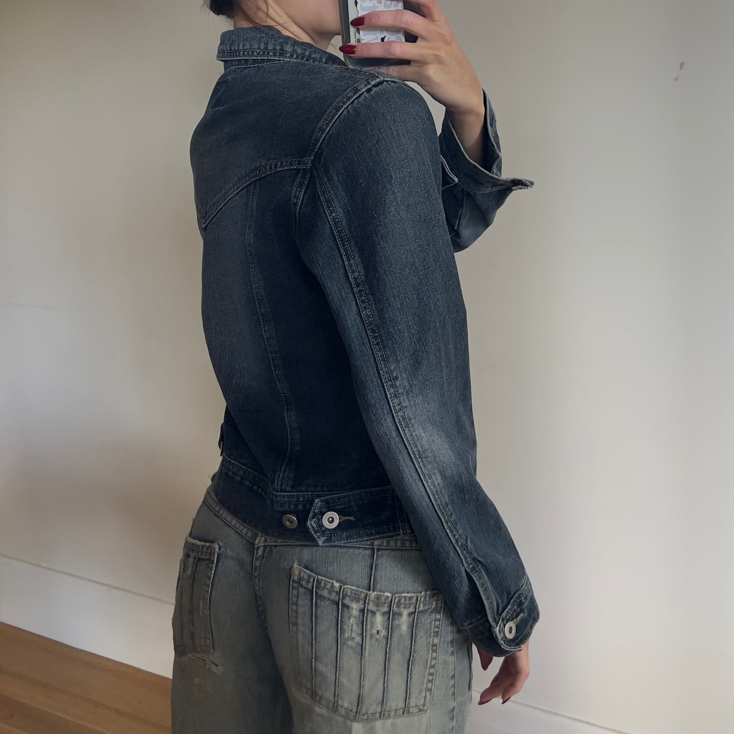 zip-up denim jacket