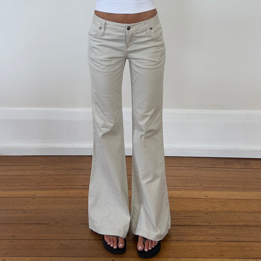 low rise flared beige jeans