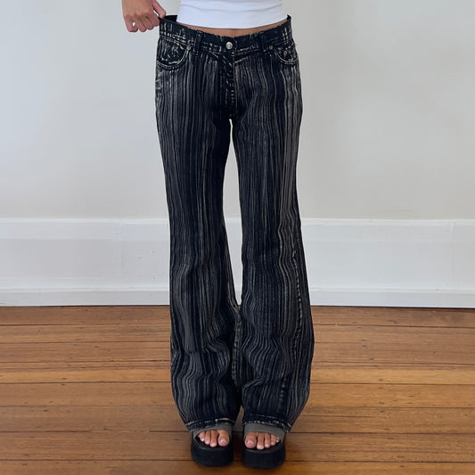 wide leg streaky denim jeans