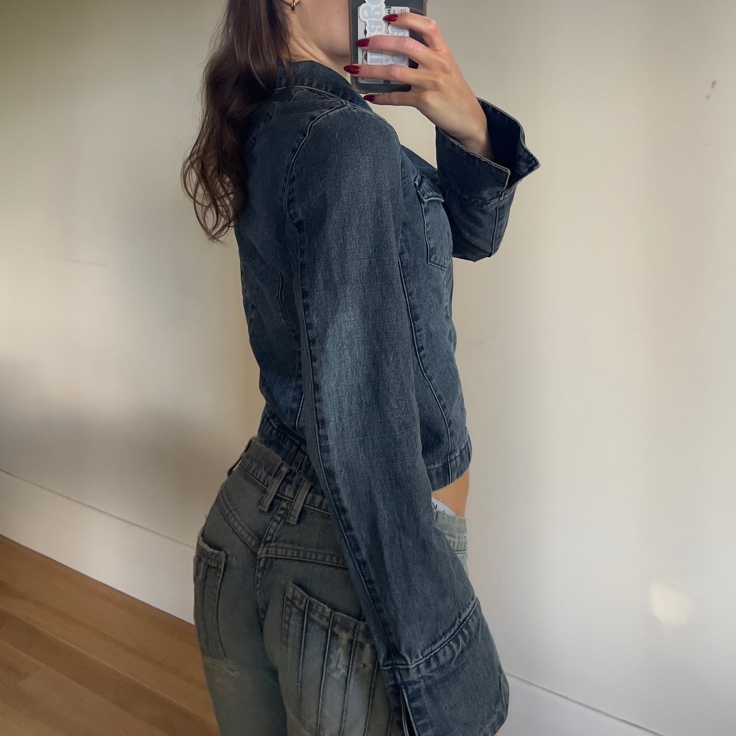 denim zip-up jacket