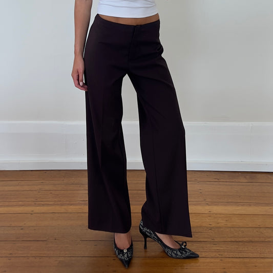 wide leg plum trousers