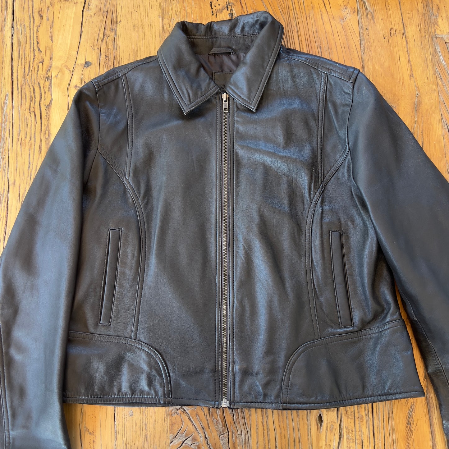black leather jacket