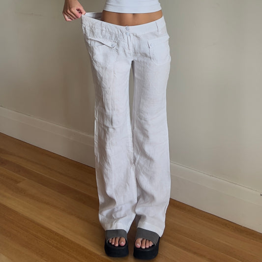 white linen pants
