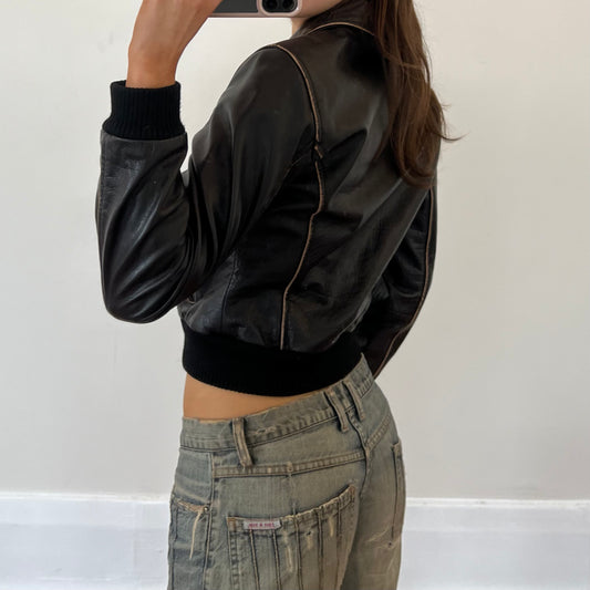 black leather jacket