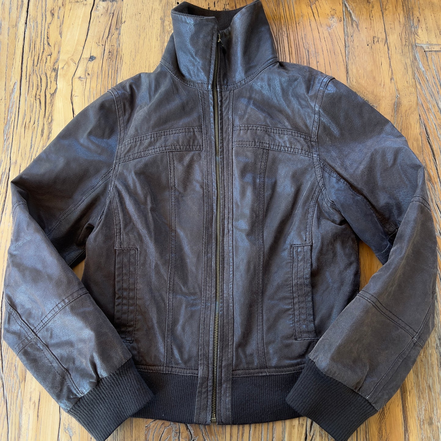 brown leather jacket