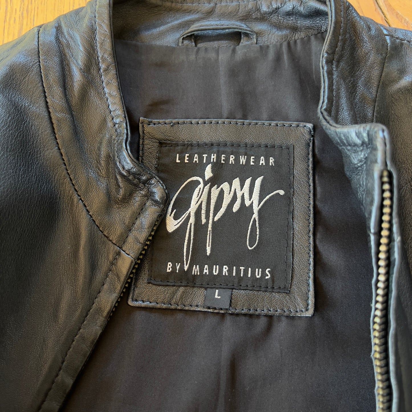 black leather jacket