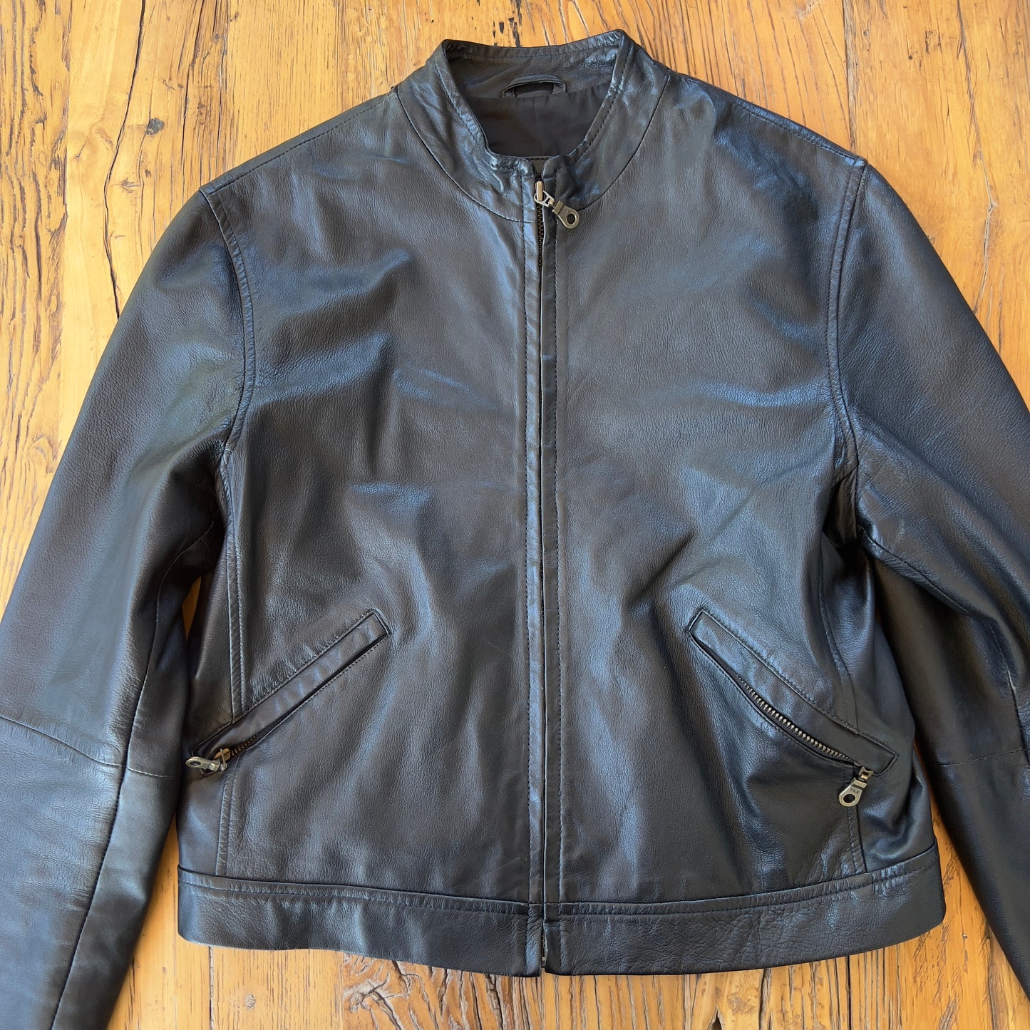 black leather jacket