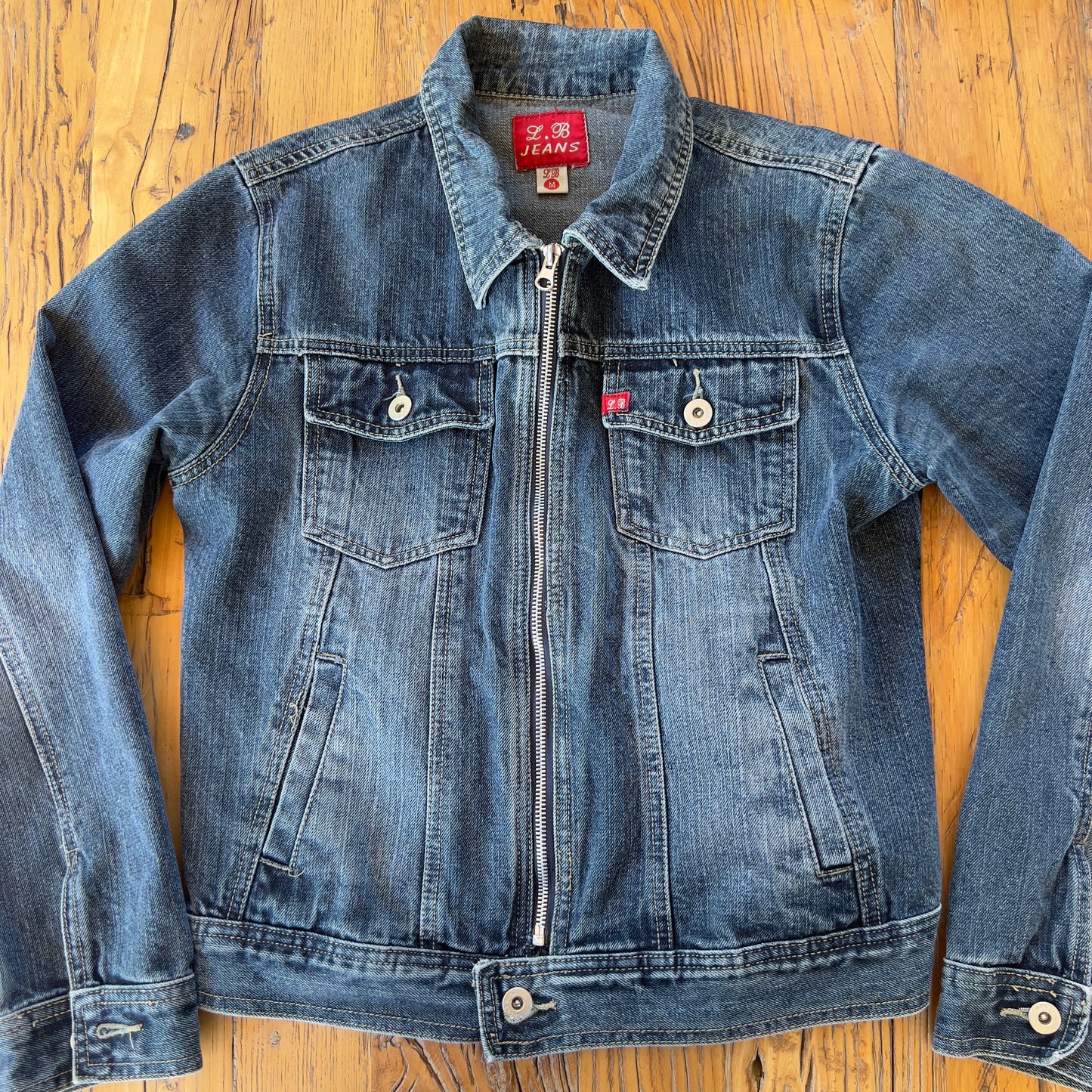 zip-up denim jacket