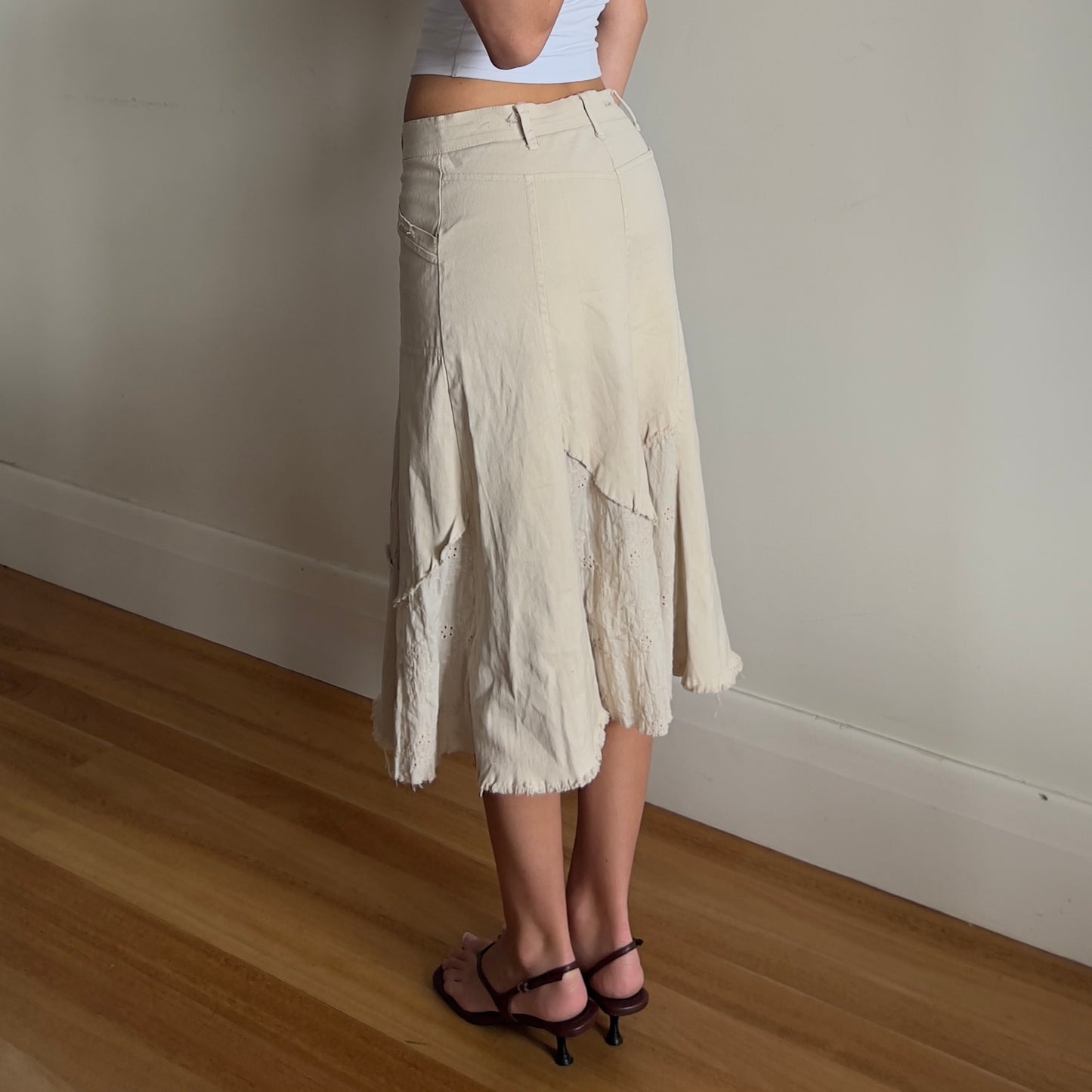 beige midi skirt