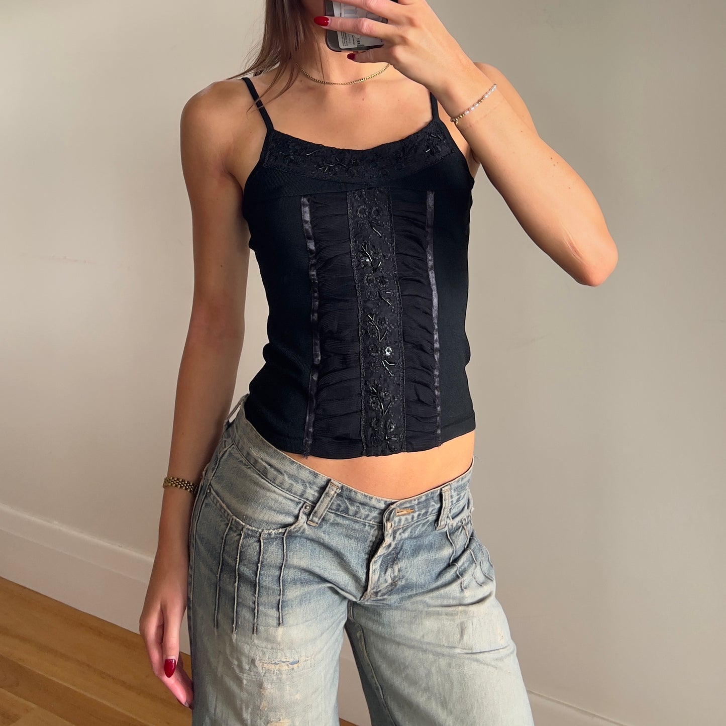 black beaded cami