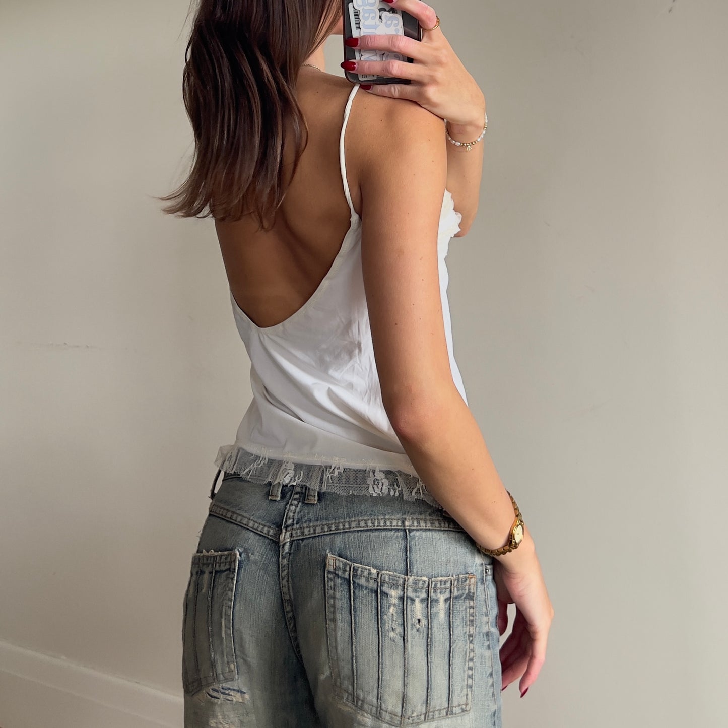 white lace cami