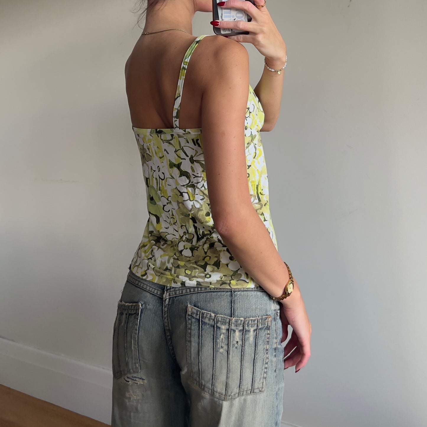 graphic green cami