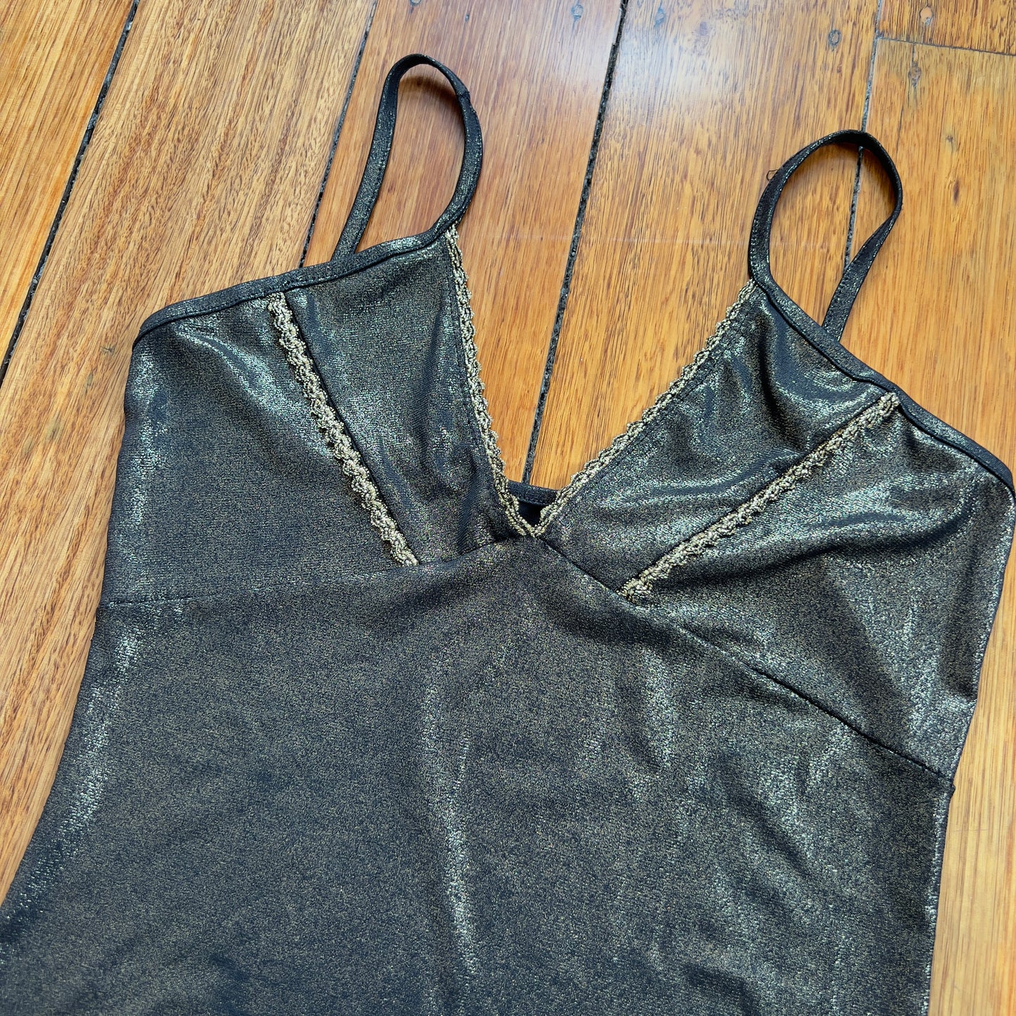 slinky metallic look cami