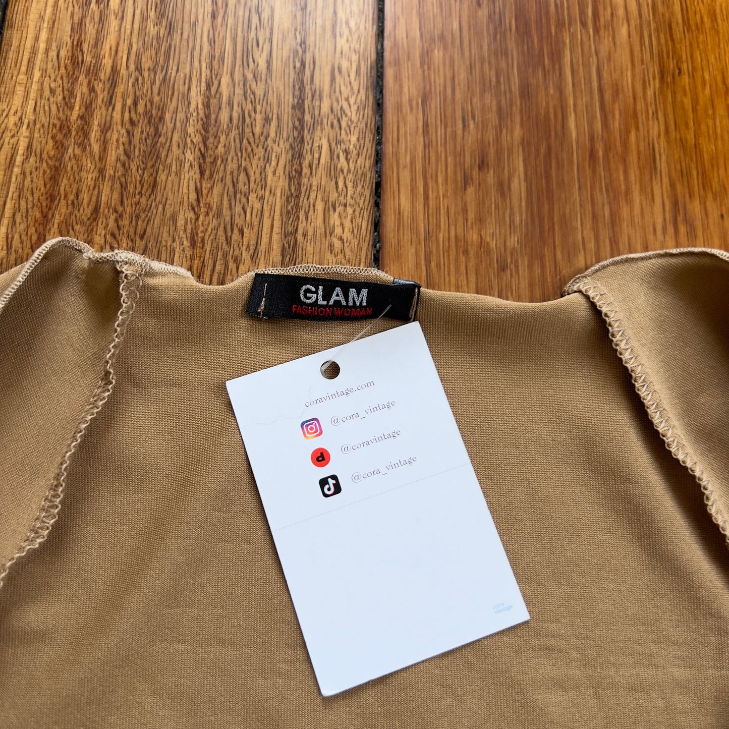 gold tan 3/4 sleeve top