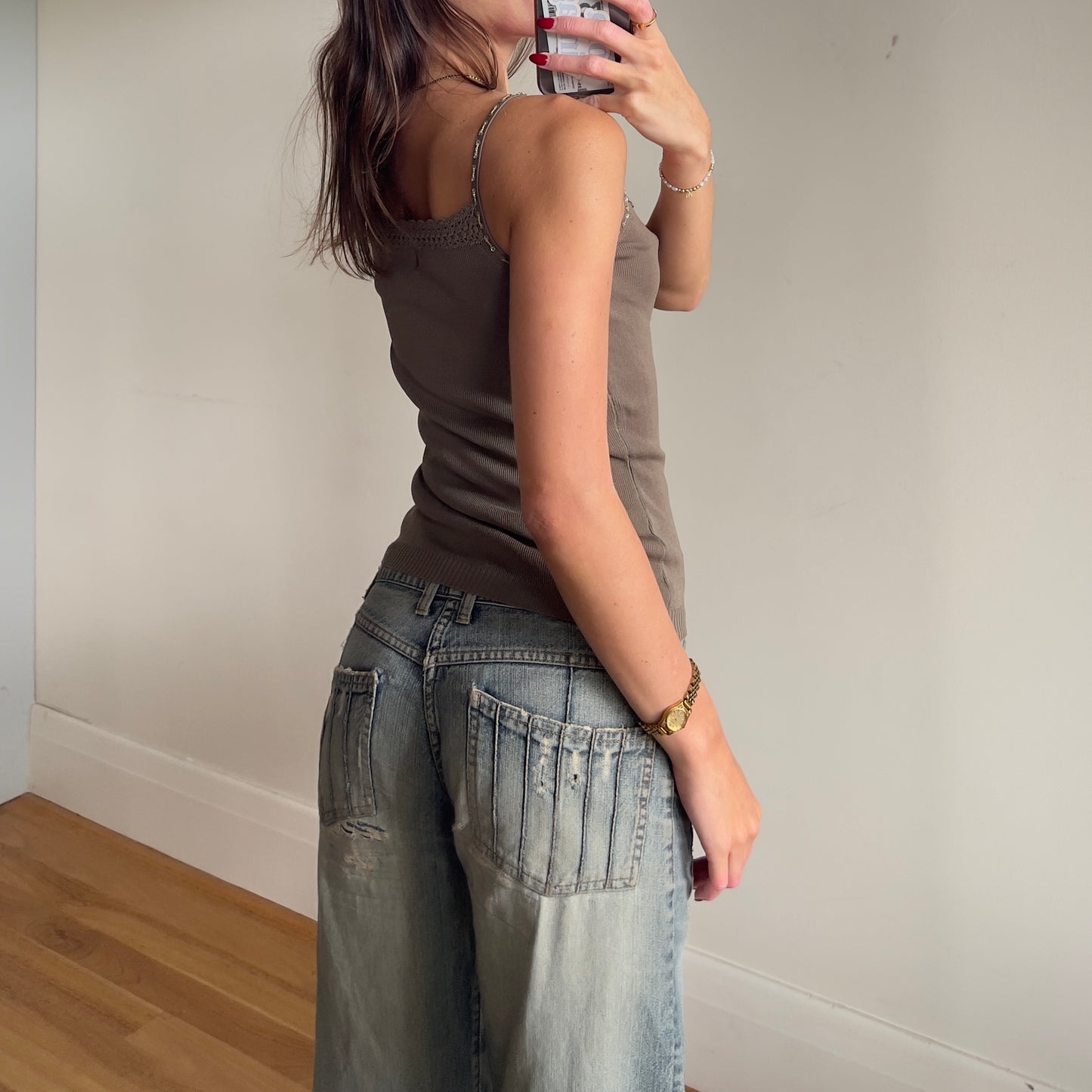 khaki cami top