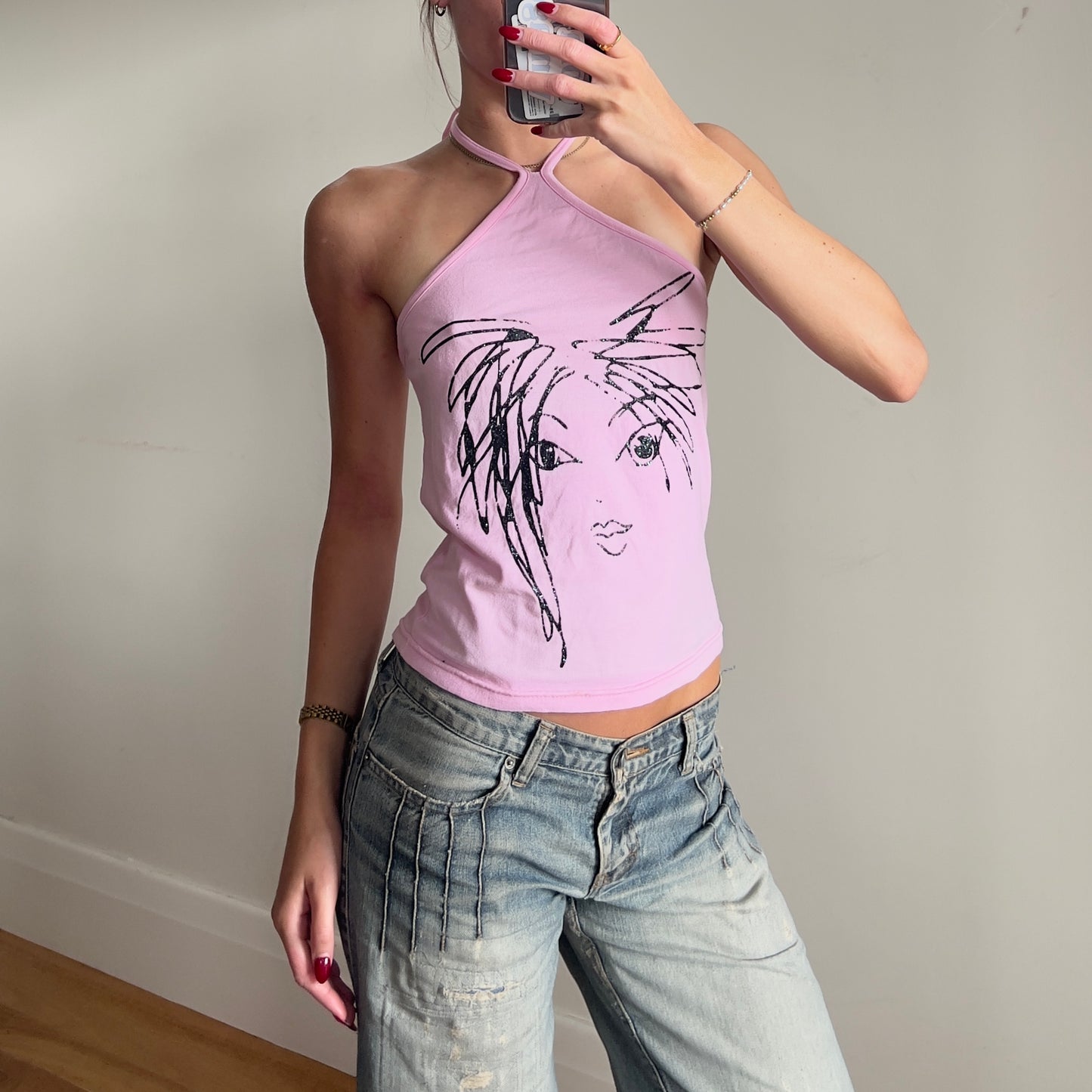 graphic halter top
