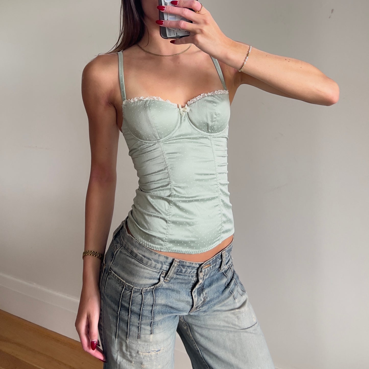 polka dot bustier cami