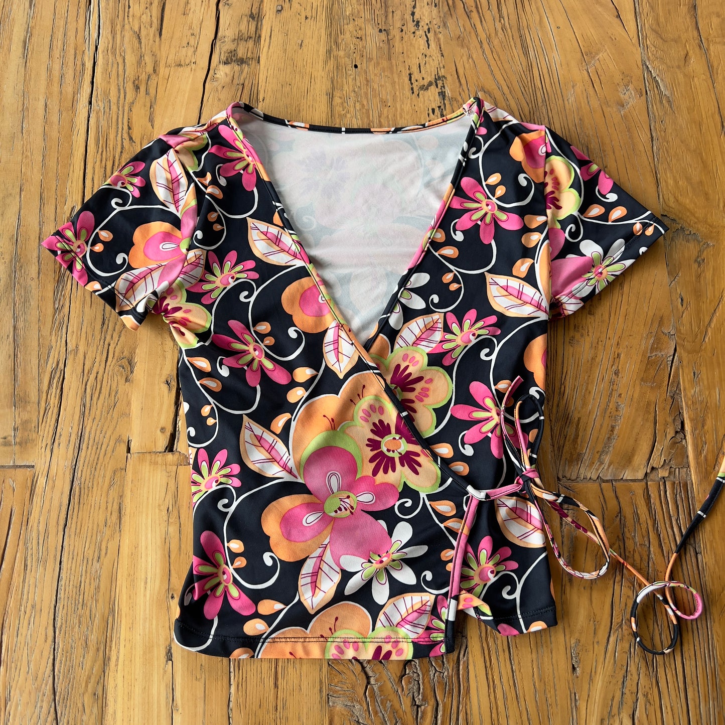 floral wrap top