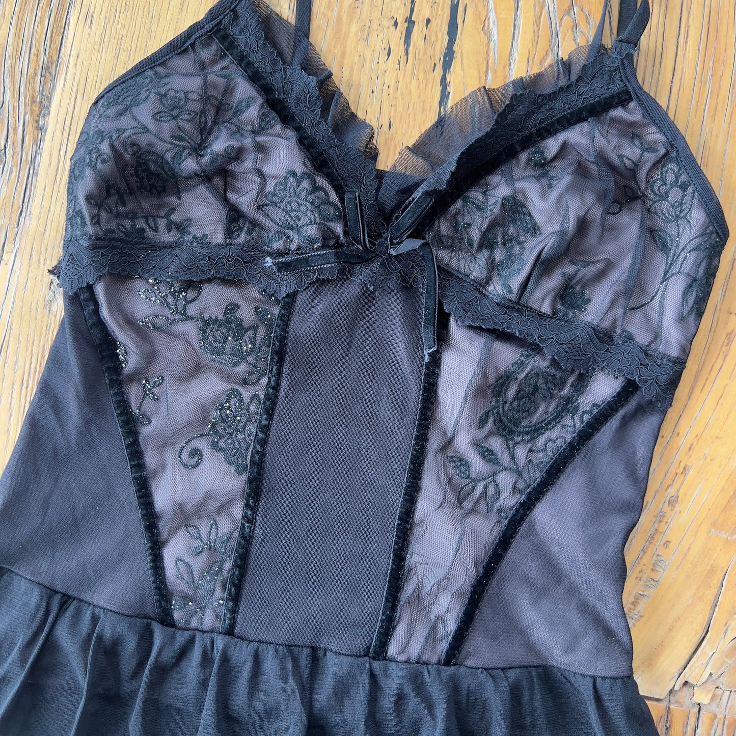 black frilly lace cami