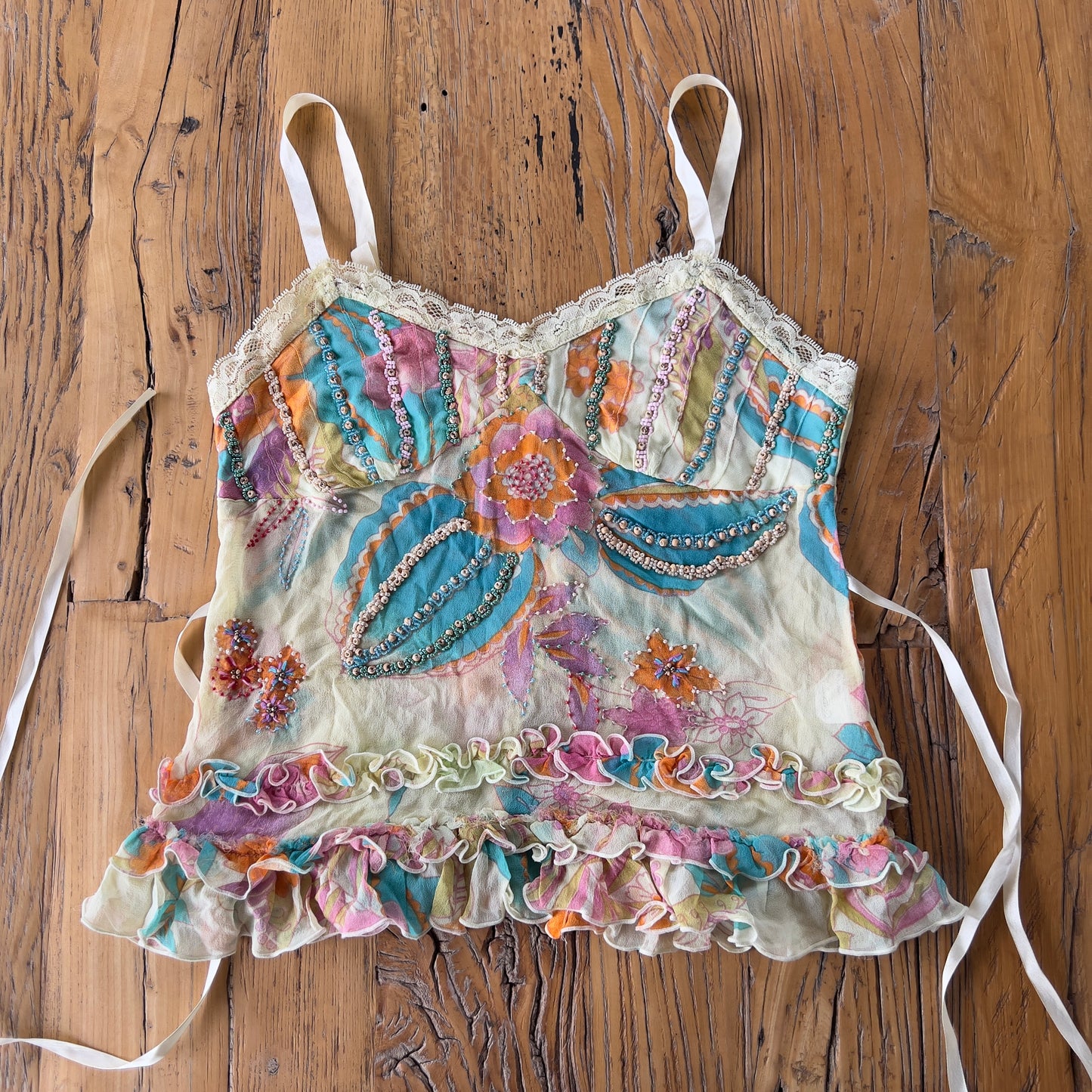 floral silk beaded cami