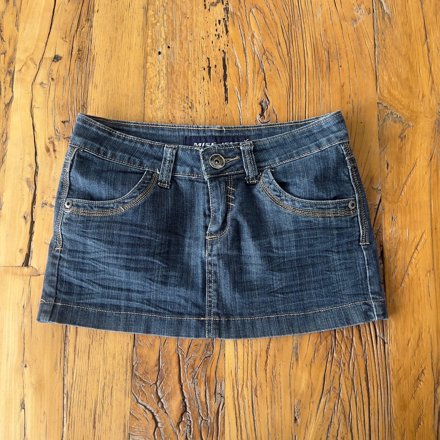 dark denim mini skirt