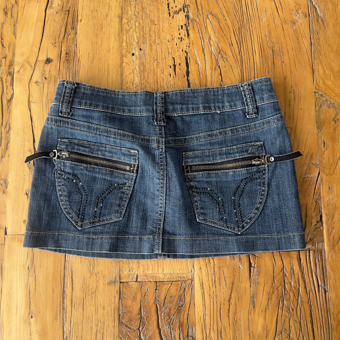 dark denim mini skirt